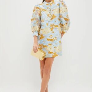 Floral Puff Sleeve Dress Jessamine Jacquard Samantha Dress Tuckernuck size XXS 💛